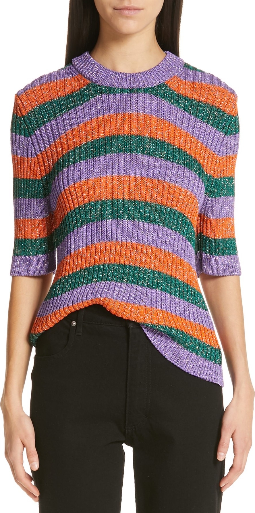 Ganni Metallic Stripe Sweater