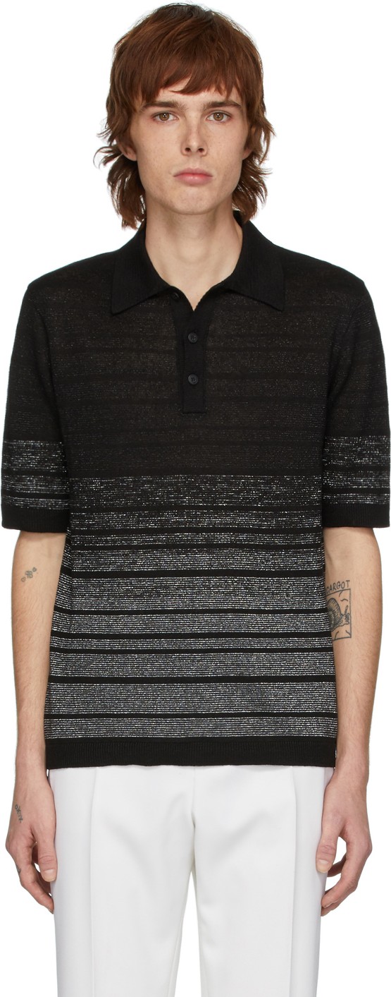 Saint Laurent Black & Silver Lurex Polo