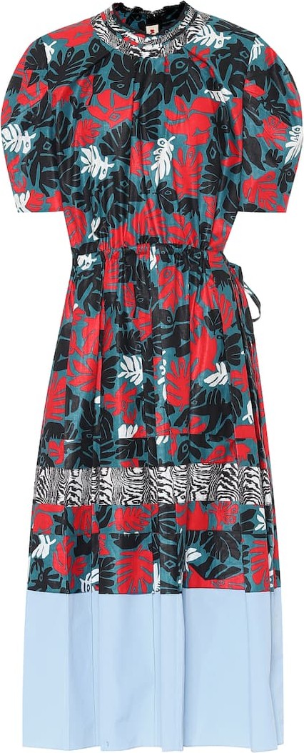 Marni Printed linen and cotton midi dress