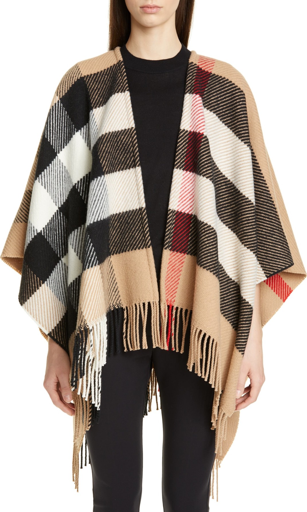 Burberry London England Mega Check Wool & Cashmere Cape