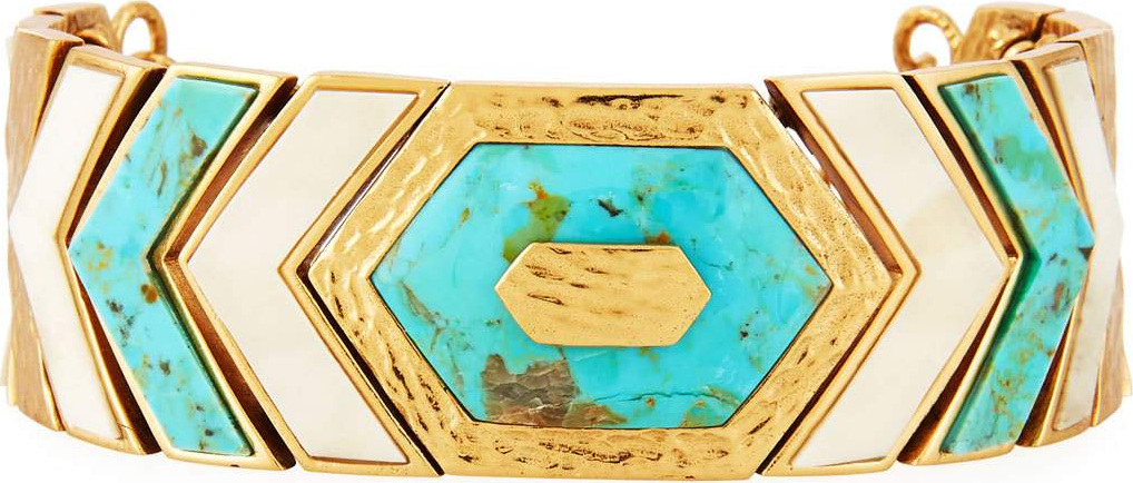 Akola Turquoise & Bone Chevron Link Bracelet