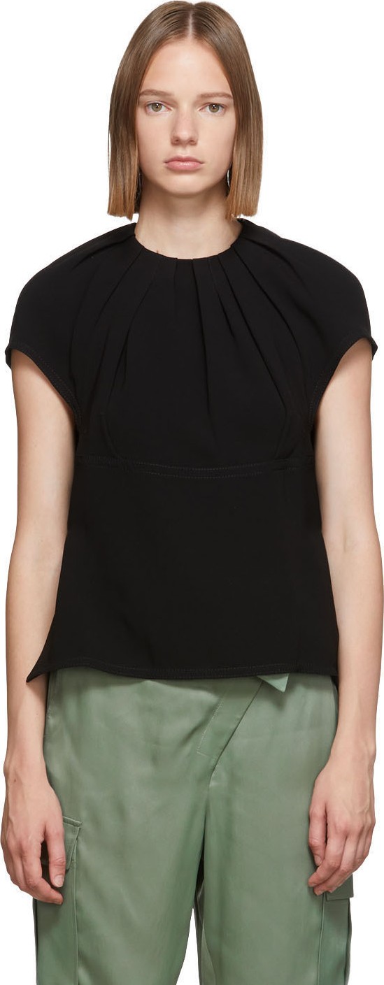 3.1 Phillip Lim Black Pleated Short Blouse