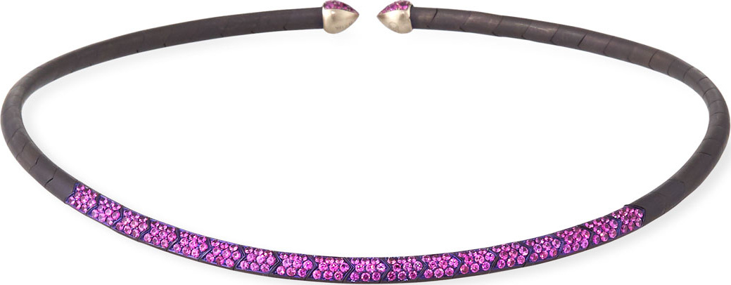 Etho Maria 18k White Gold, Titanium & Pink Sapphire Choker