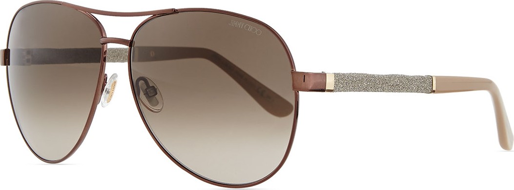 Jimmy Choo Lexi Aviator Sunglasses with Crystal Temples