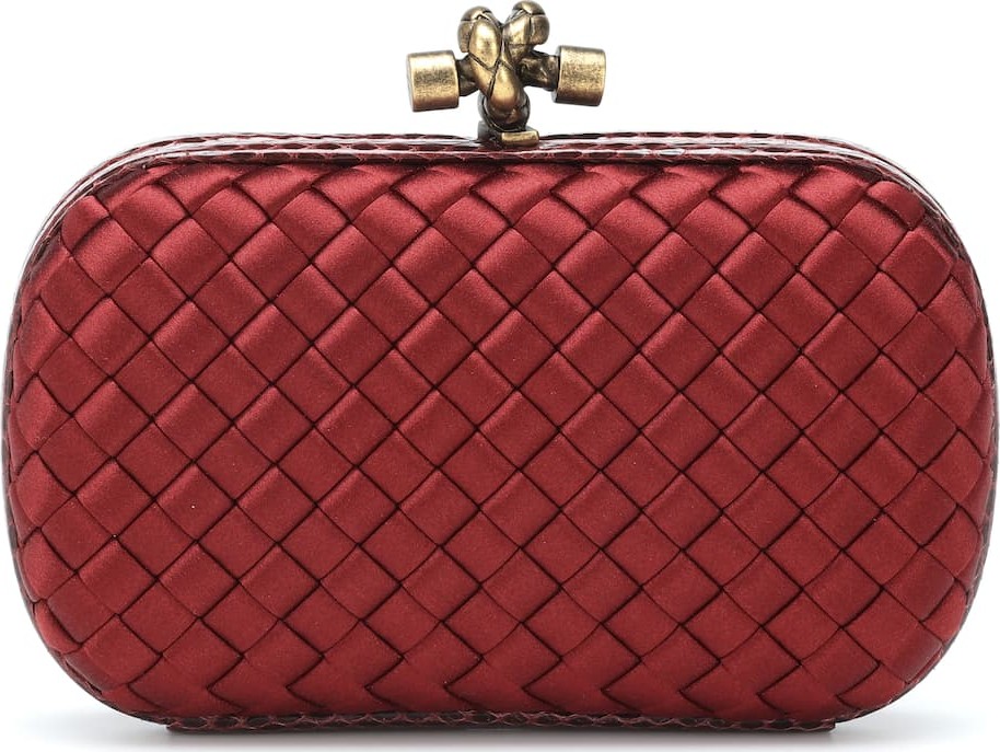 Bottega Veneta Knot snake-trimmed satin box clutch