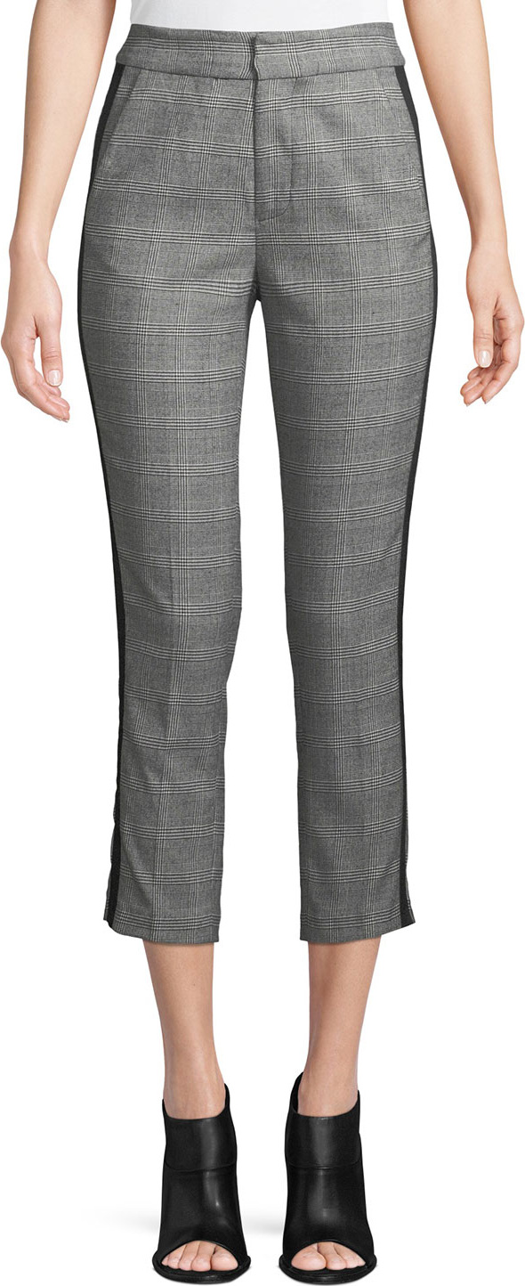 Joie Kenadia Side-Stripe Cropped Straight-Leg Pants