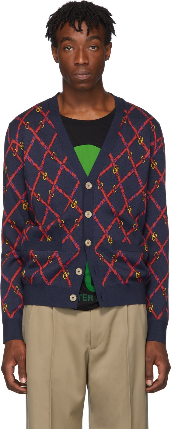 Gucci Blue Wool Cardigan