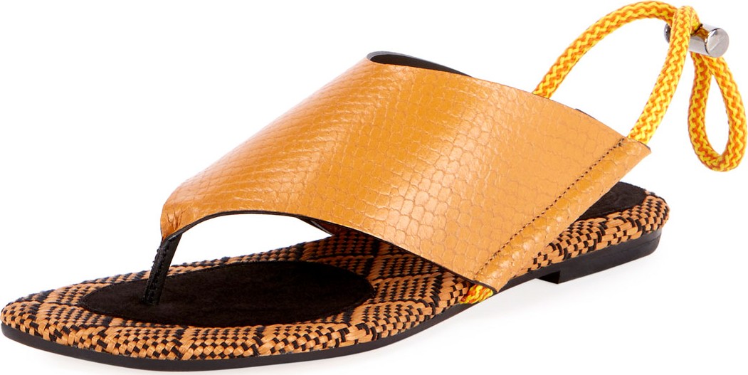 Dries Van Noten Toggle-Back Leather Sport Thong Sandals