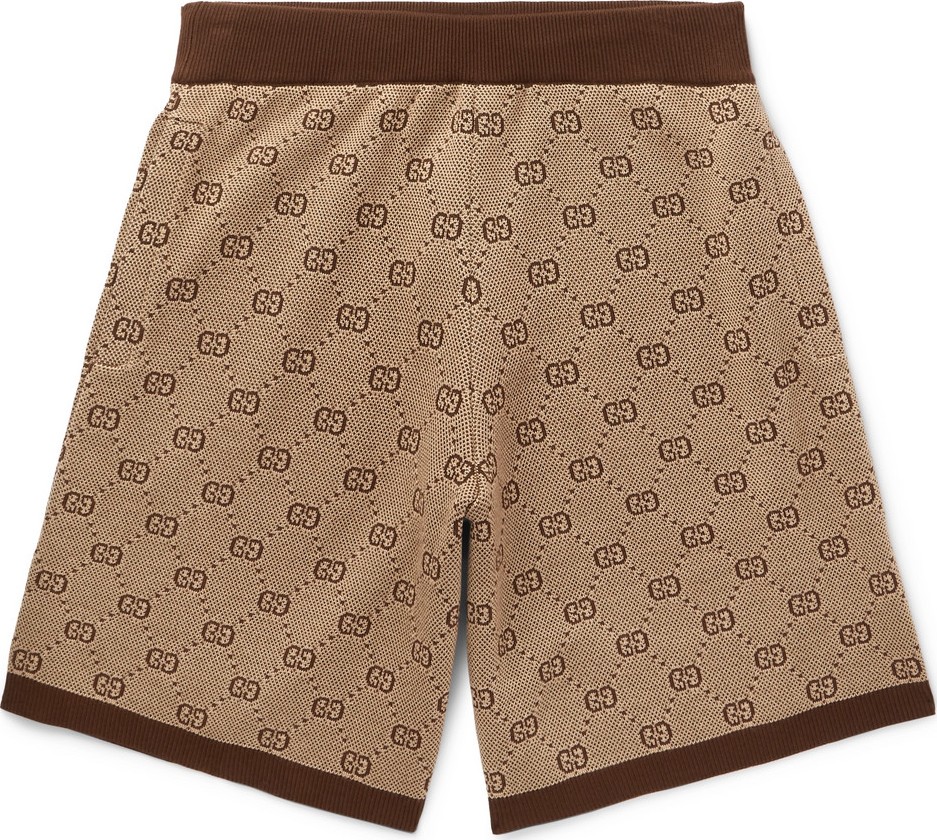 Gucci Wide-Leg Logo-Jacquard Wool and Cotton-Blend Shorts