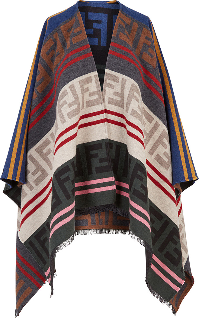 Fendi Logo Print Short Poncho