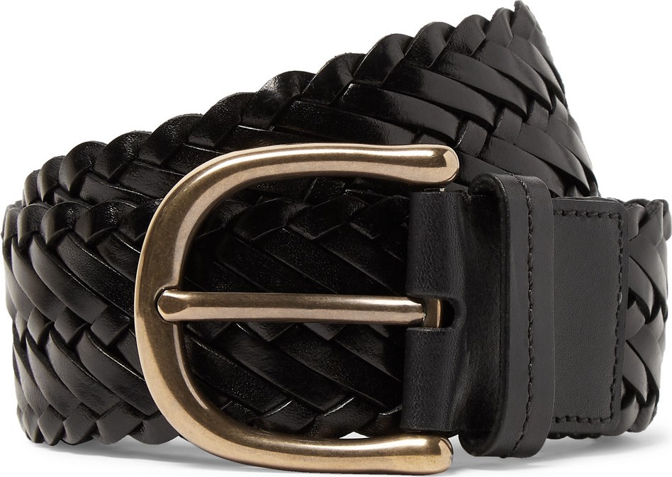 TOM FORD 4cm Black Woven Leather Belt