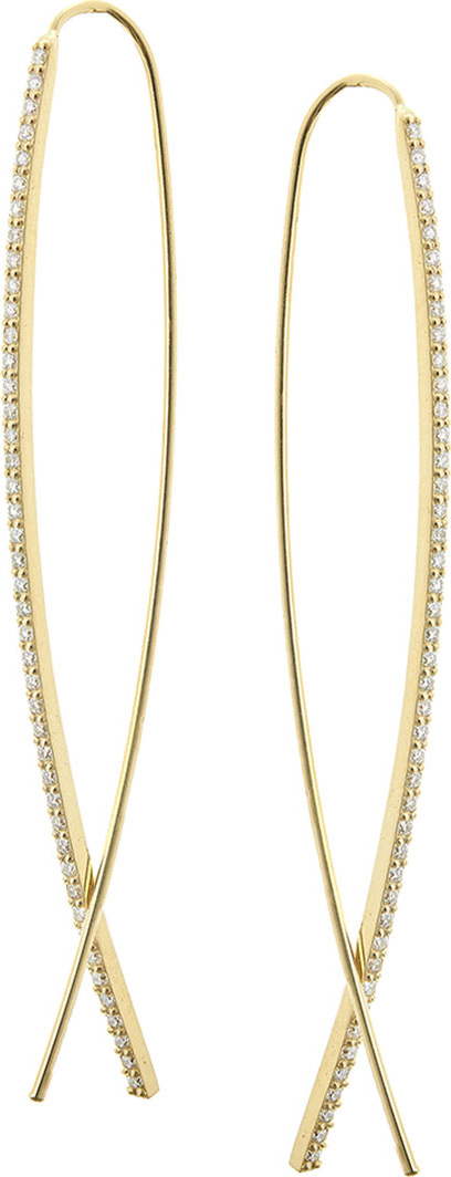 Lana Small Flawless Narrow Upside Down Hoop Earrings with Diamonds