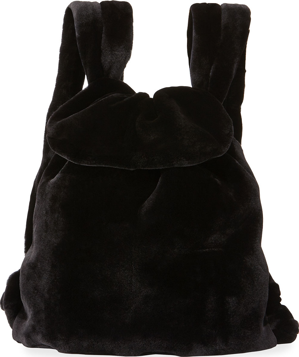 THE ROW Mink Fur Knapsack Bag, Black