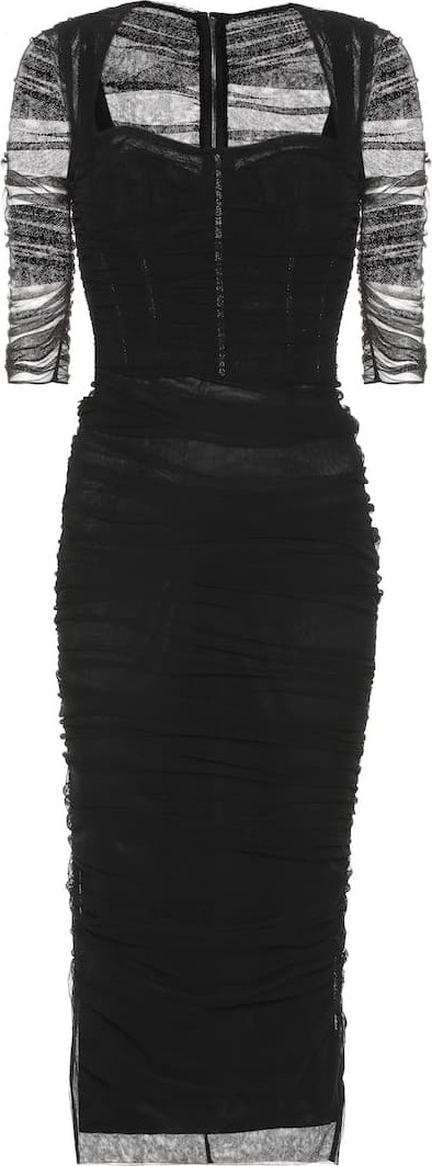 Dolce & Gabbana Ruched tulle midi dress