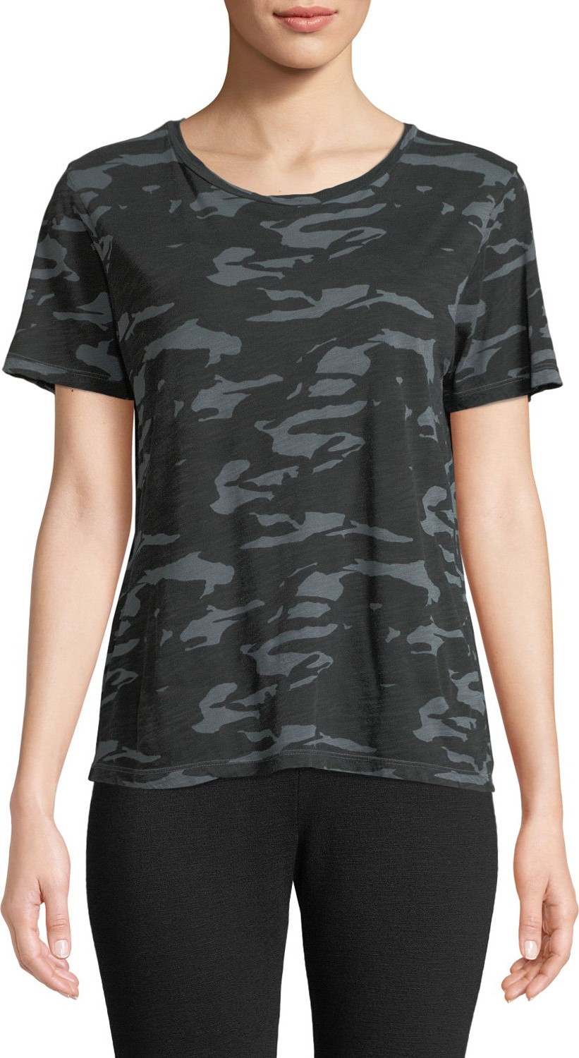 MONROW Oversize Crewneck Camo-Print Cotton Tee
