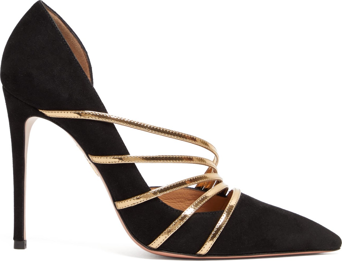 Aquazzura Minou 105 metallic-strap suede pumps