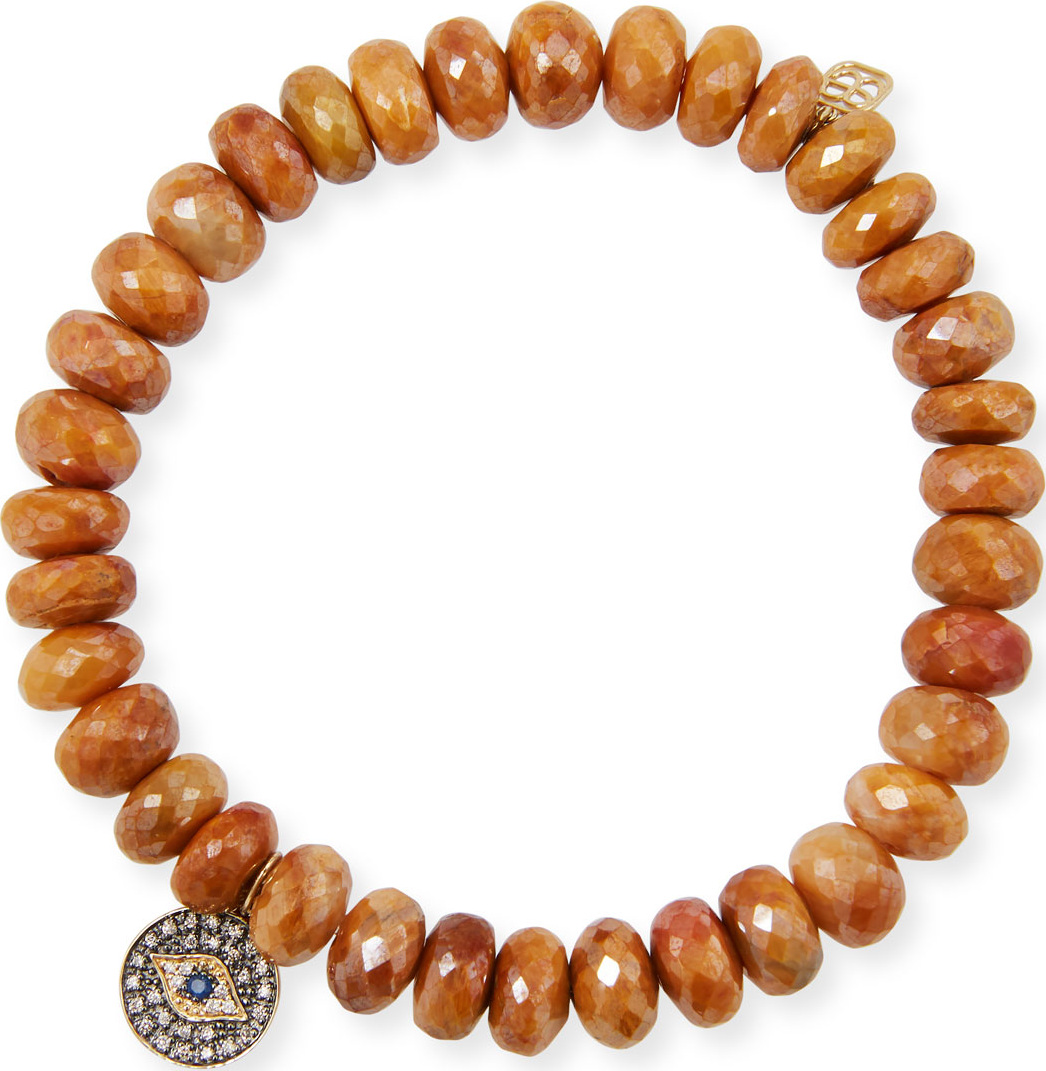 Sydney Evan 14k Tiger Eye Bracelet w/ Small Eye Charm