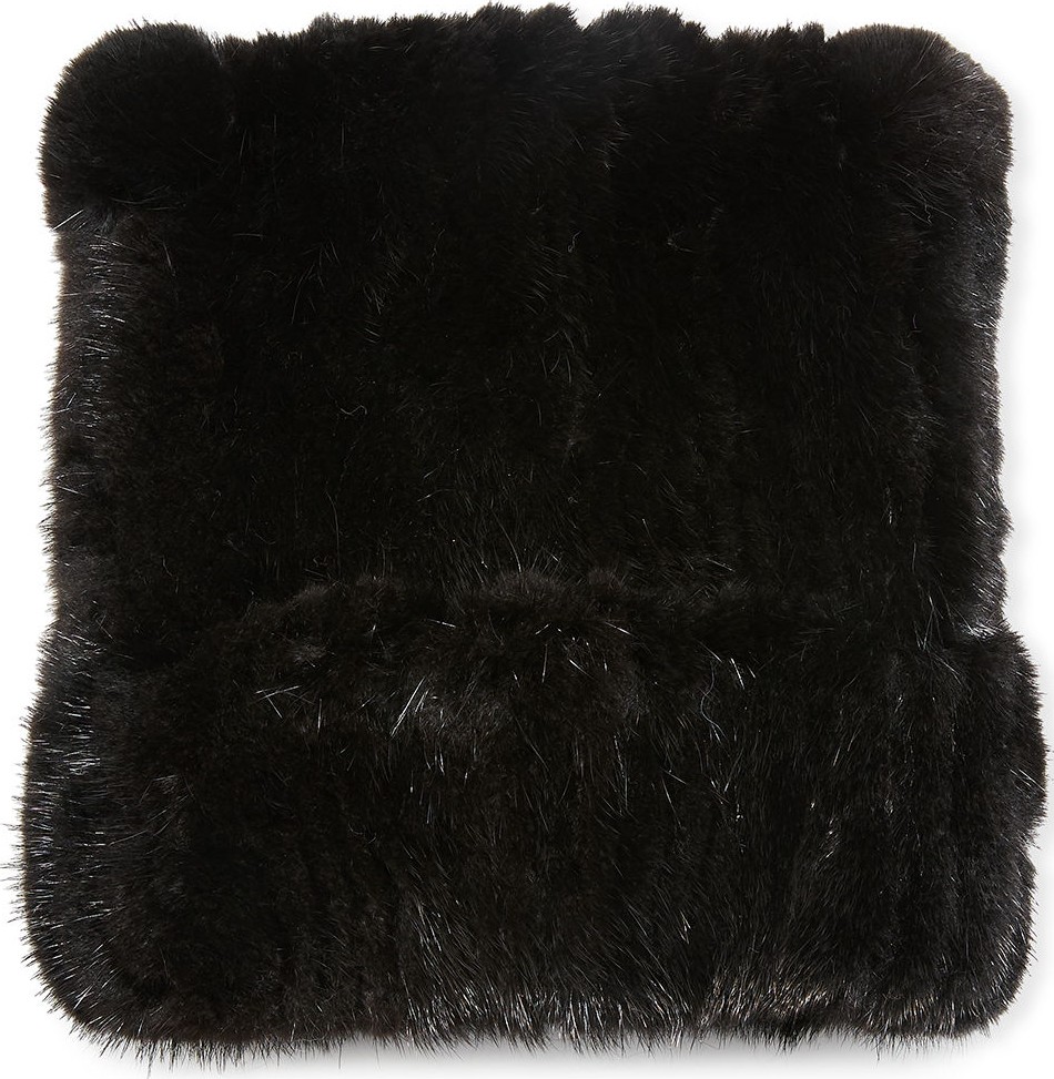 Belle Fare Mink Fur Knitted Beanie Hat