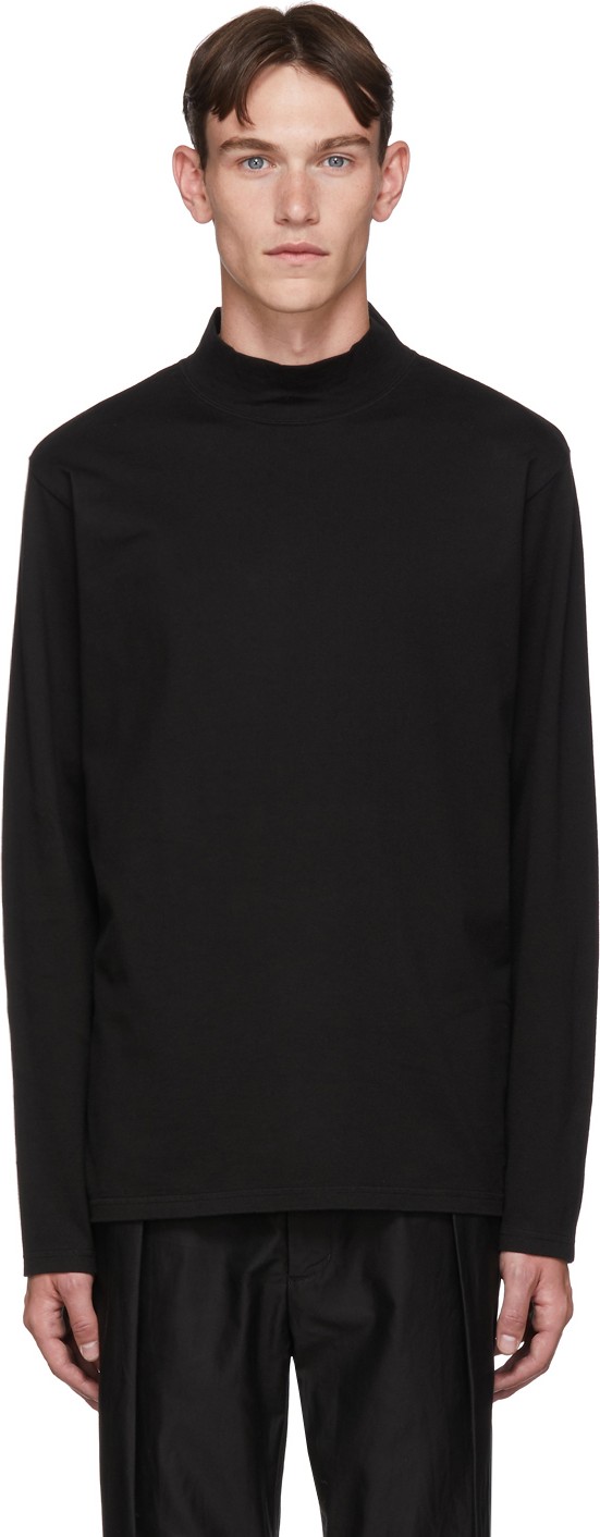 Blue Blue Japan Black Mock Neck Long Sleeve T-Shirt