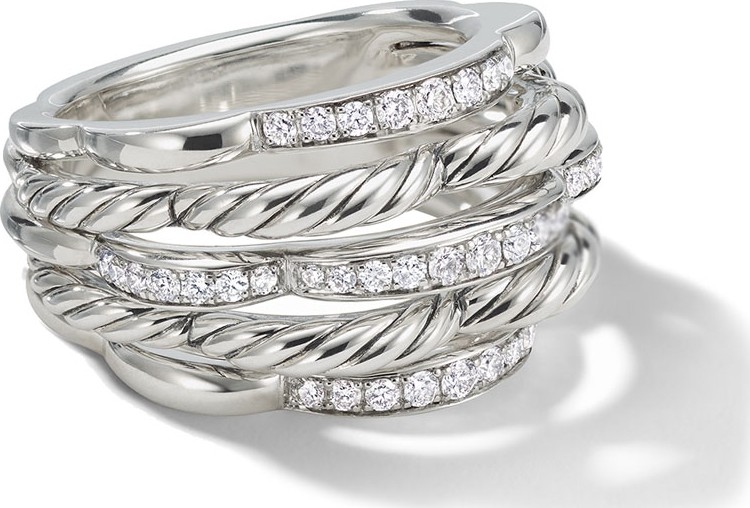David Yurman Tides Small Dome & Diamond Pave Ring