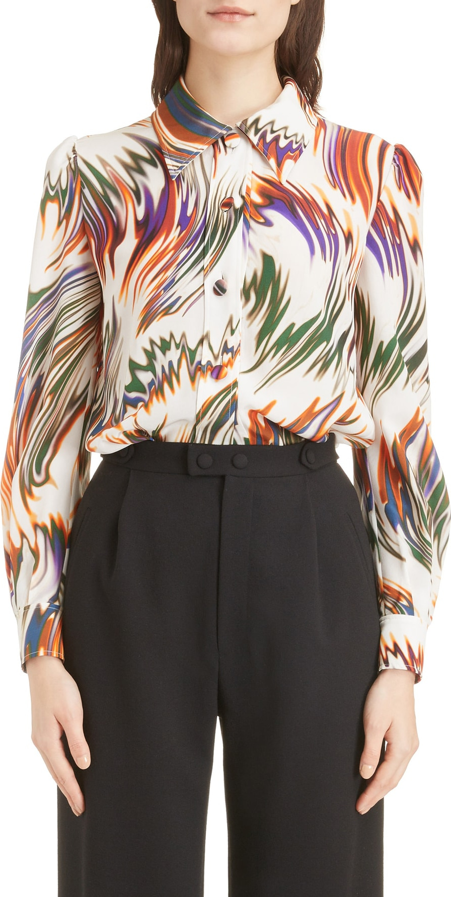 Givenchy Wave Pattern Silk Blouse