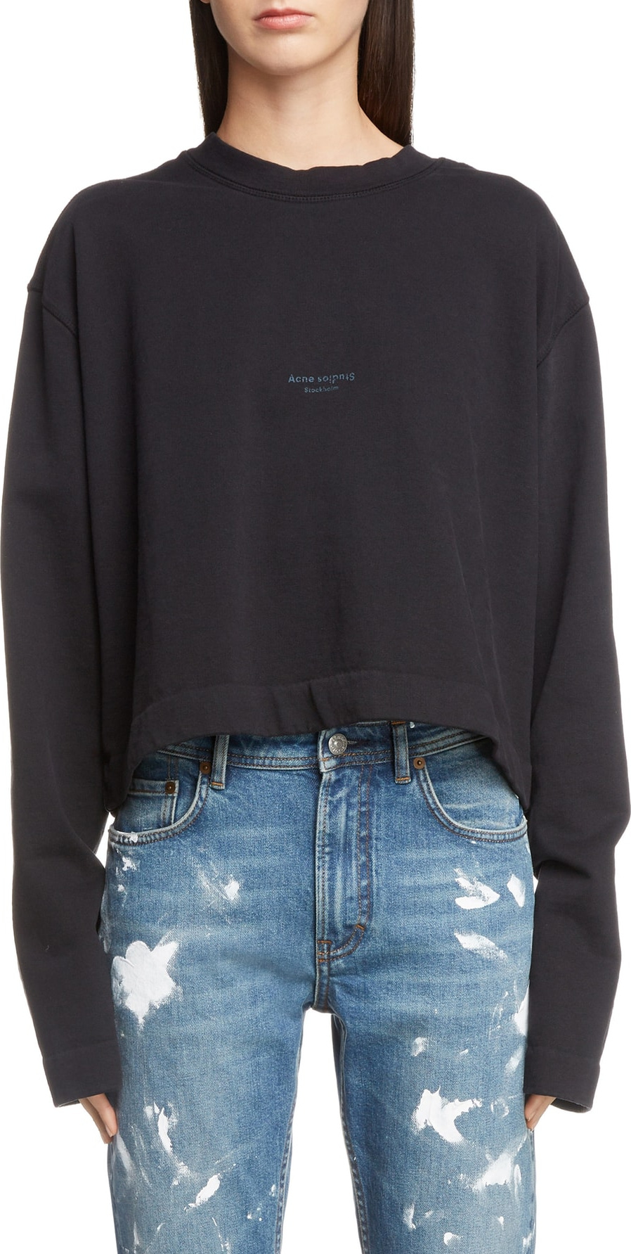 Acne Studios Boxy Long Sleeve Logo Sweatshirt