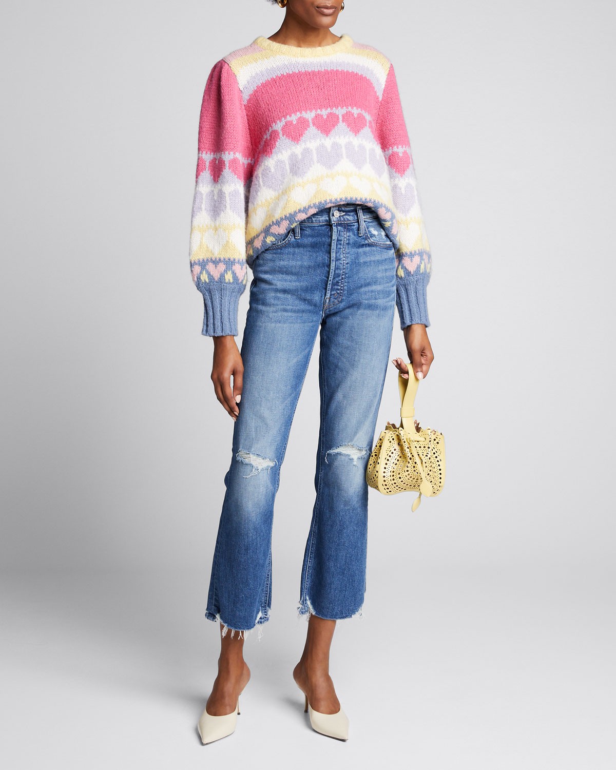 LOVESHACKFANCY Shirelle Heart Intarsia Pullover Sweater