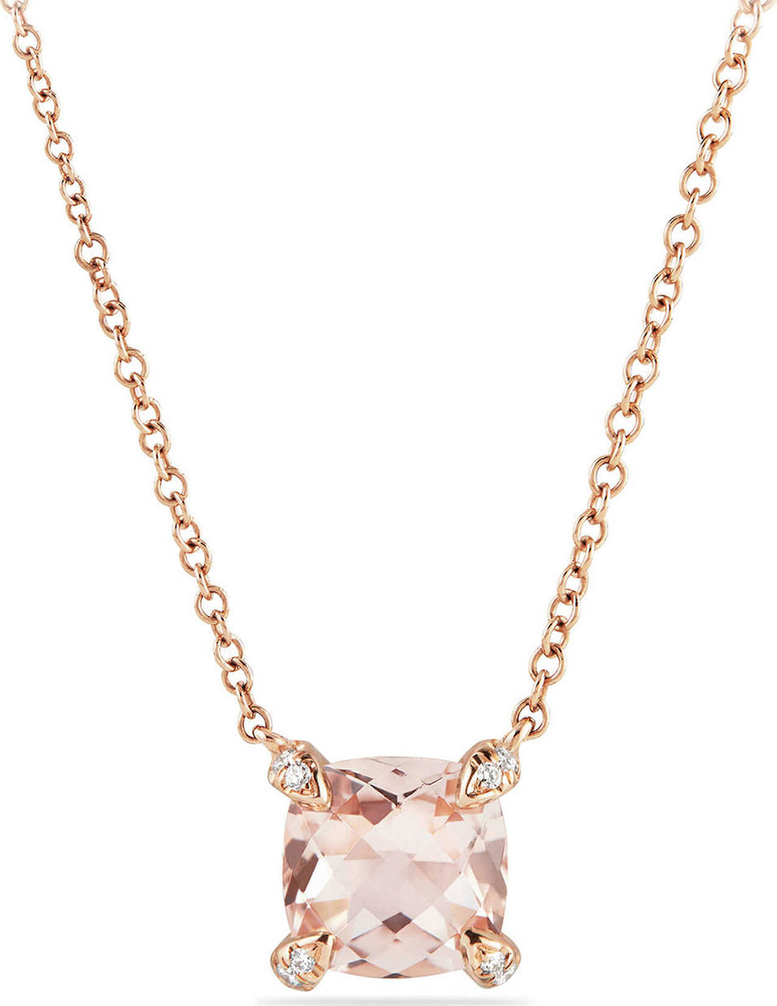 David Yurman Châtelaine 18k Rose Gold Necklace w/ Morganite, 18"