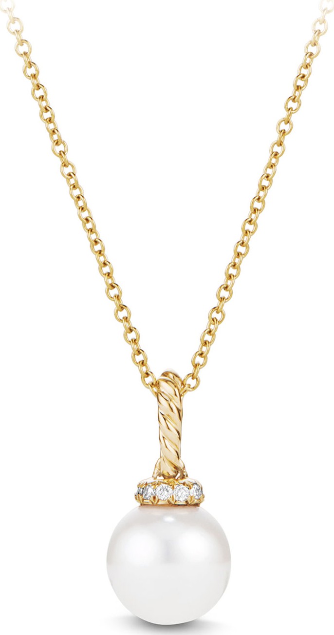 David Yurman Solari 18K Gold & Pearl Pendant Necklace with Diamonds