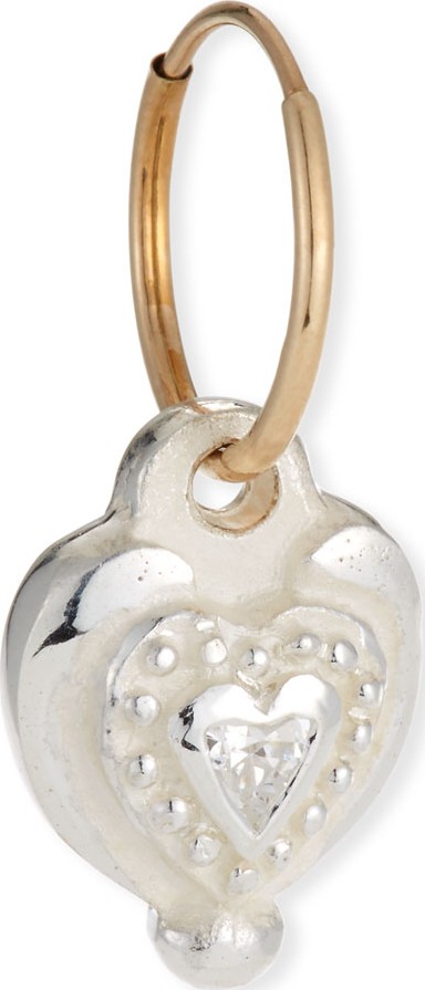 Lee Brevard 14k Single Empire Heart Earring, Cubic Zirconia