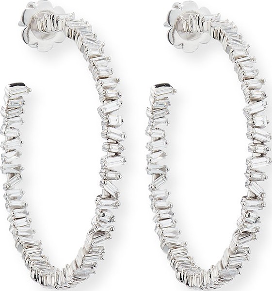 Suzanne Kalan Fireworks Baguette Diamond Hoop Earrings