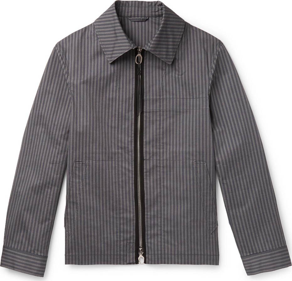 Lanvin Leather-Trimmed Striped Twill Blouson Jacket