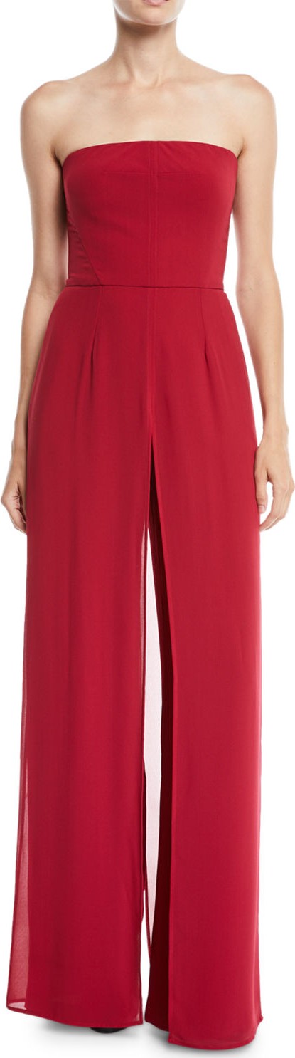HALSTON HERITAGE Strapless Wide-Leg Jumpsuit