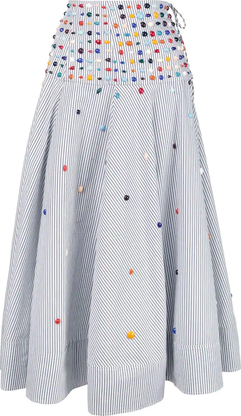 Rosie Assoulin Beaded Poplin Circle Skirt