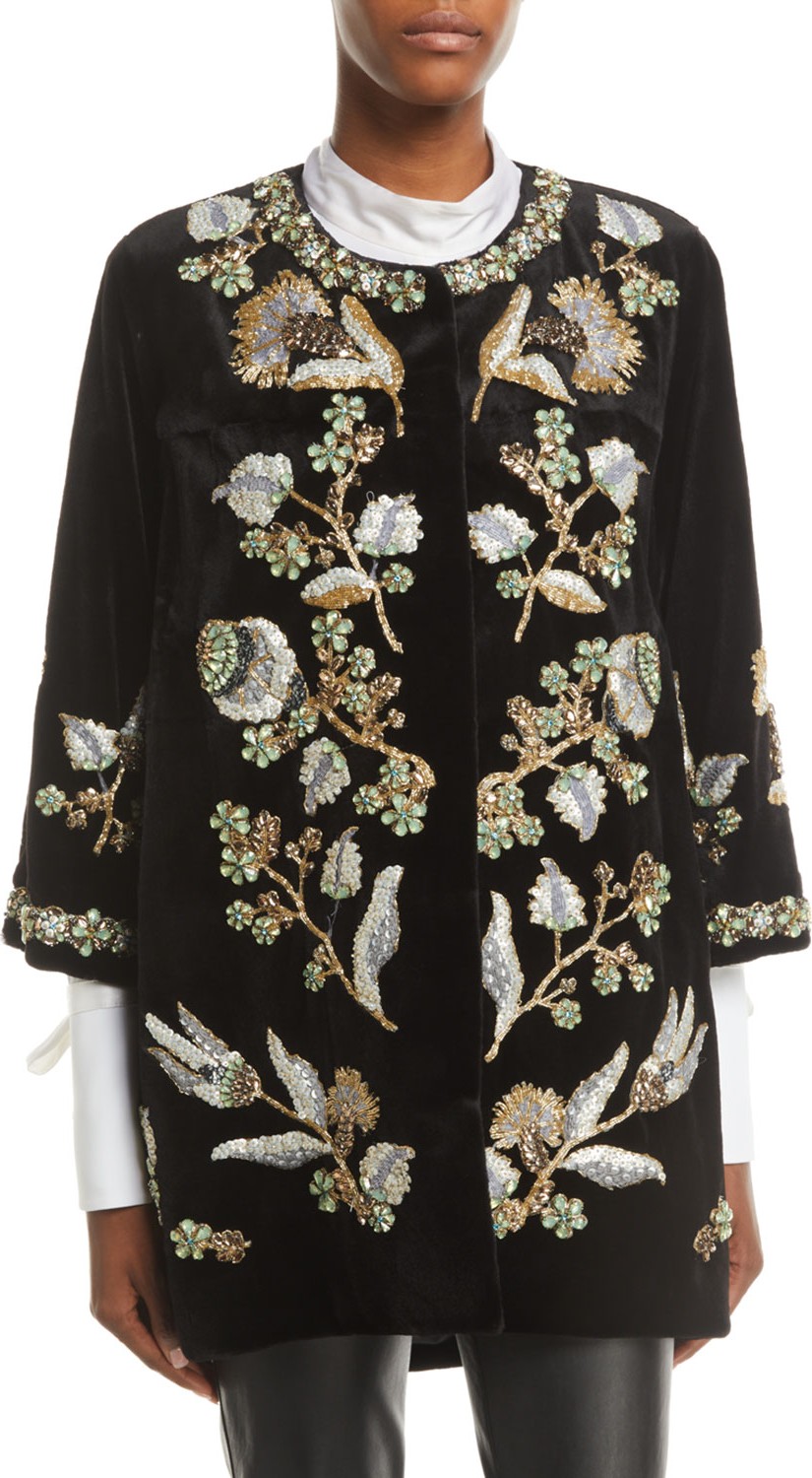 Gorski Beaded Sheared Mink-Fur Stroller Coat Gorski Beaded Sheared Mink-Fur Stroller Coat