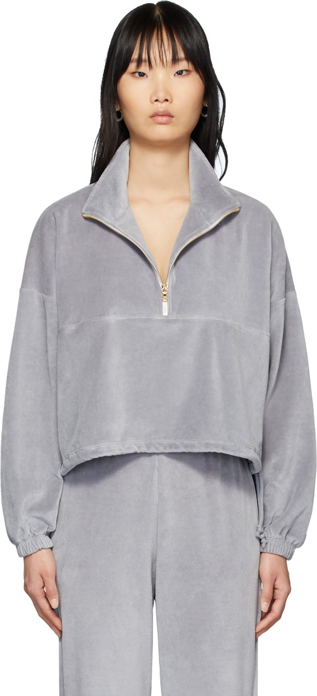 Gil Rodriguez SSENSE Exclusive Grey Velour Diana Half-Zip Sweatshirt