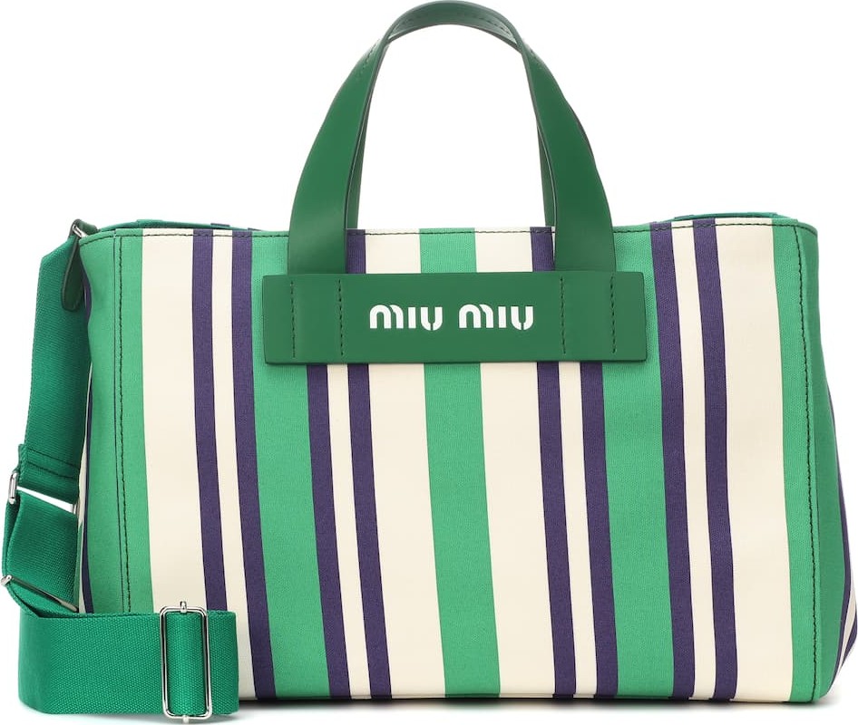 Miu Miu Striped canvas shopper