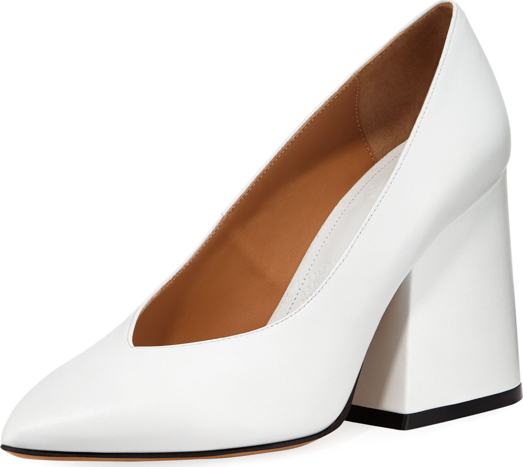 Maison Margiela V-Neck Pointed Block-Heel Pumps