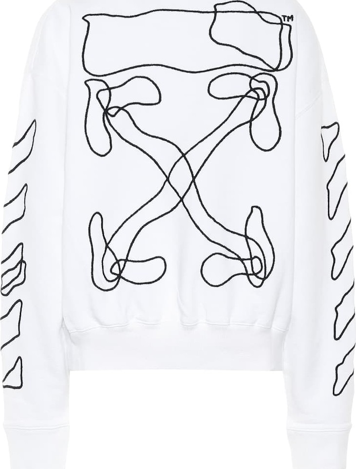 Off White Embroidered cotton-jersey top