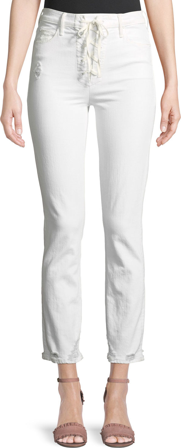 MOTHER Dazzler Lace-Up Ankle Skinny Jeans