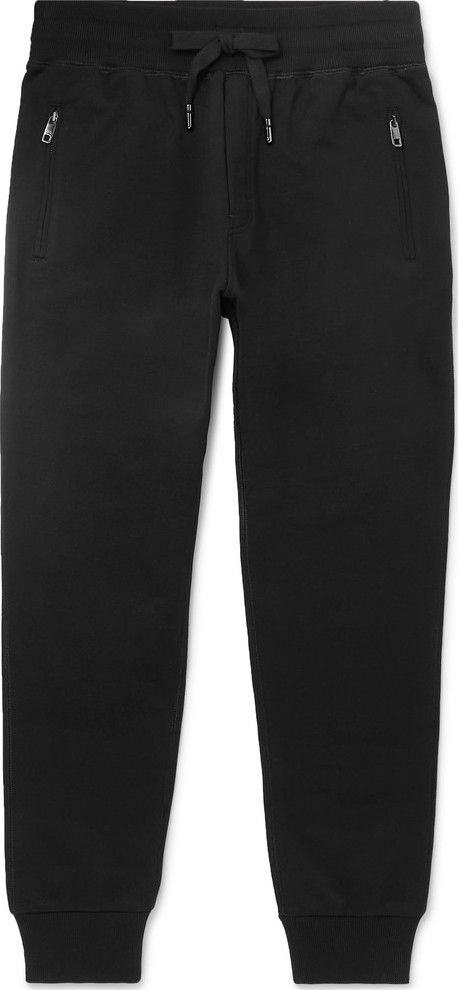 Dolce & Gabbana Slim-Fit Tapered Logo-Appliquéd Cotton-Jersey Sweatpants