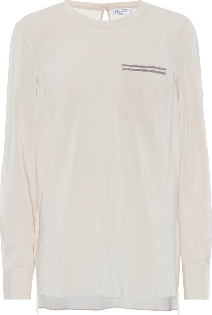 Brunello Cucinelli Embellished stretch-silk top