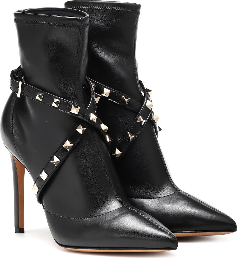 Valentino Valentino Garavani Studwrap leather ankle boots
