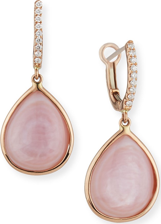 Frederic Sage Luna Pink Mother-of-Pearl Earrings with Diamonds in 18K Pink Gold