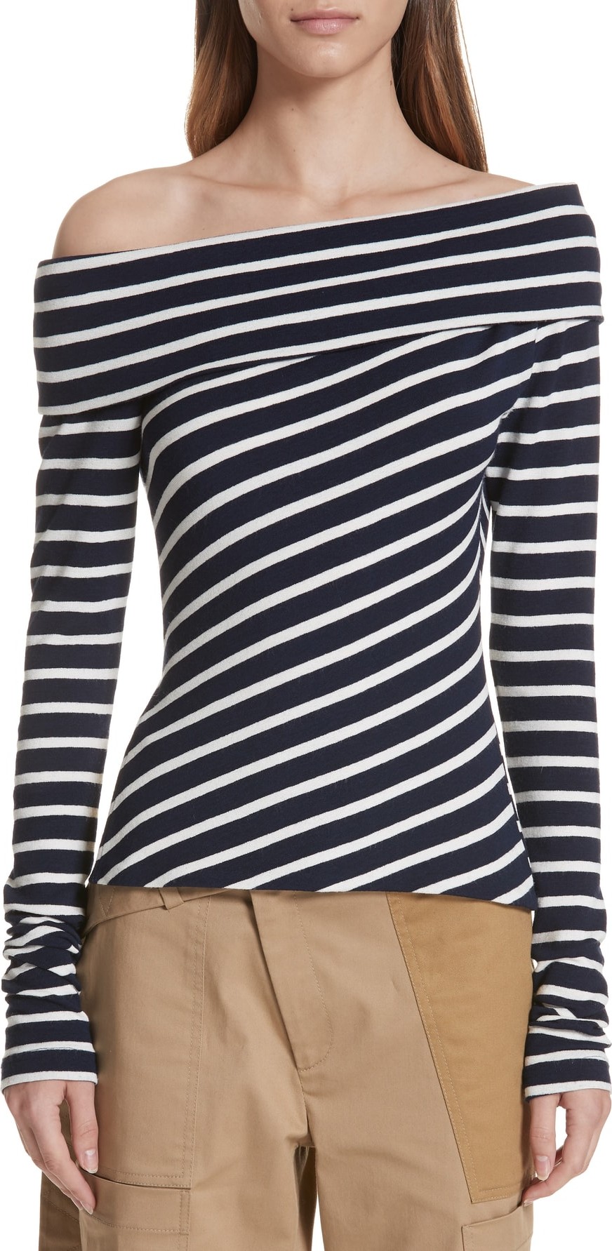 Monse Stripe Off the Shoulder Top