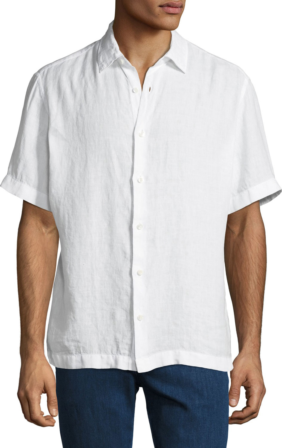 Z Zegna Men's Short-Sleeve Linen Sport Shirt