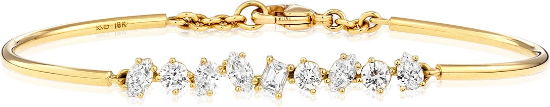 Kimberly Mcdonald 18K Gold Mixed Diamond Bar Wire Bracelet