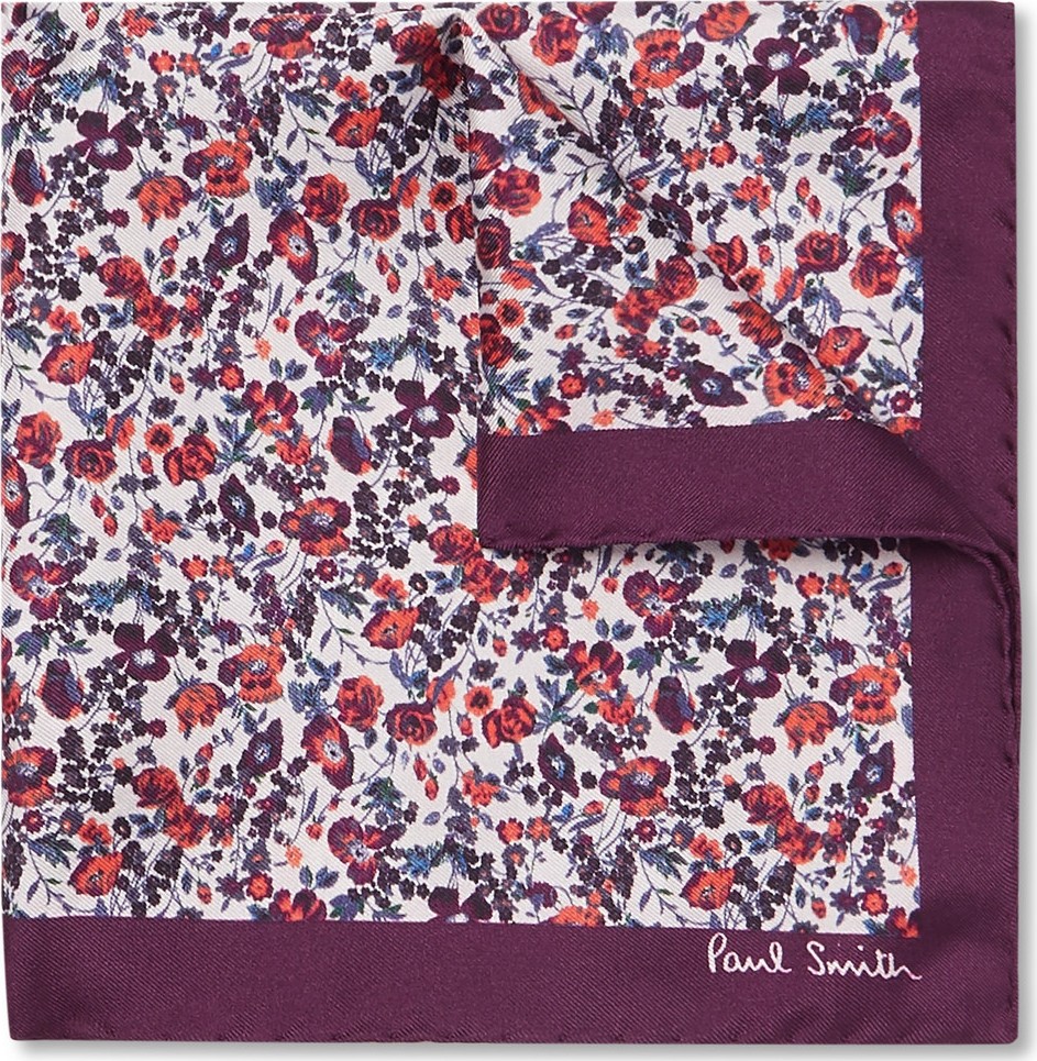 Paul Smith Floral-Print Silk-Twill Pocket Square