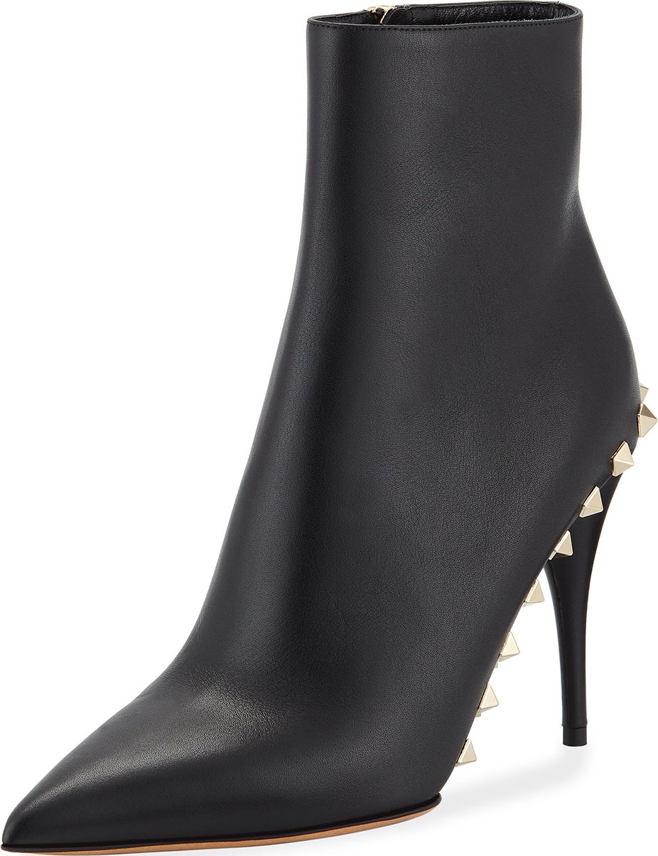 Valentino Rockstud Leather Ankle Booties