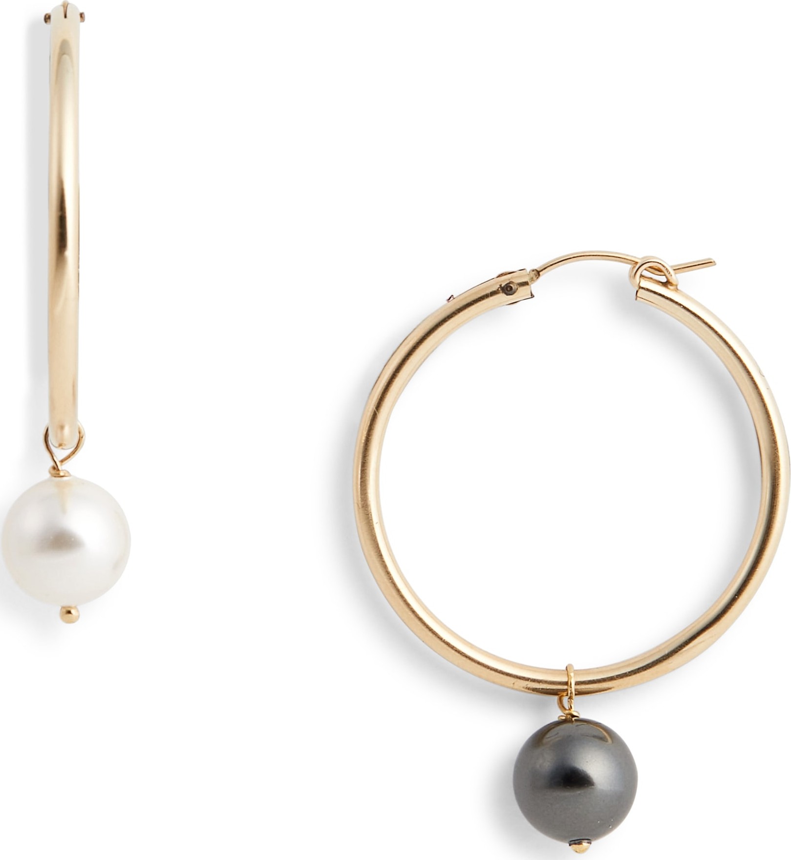 Beck Jewels Agra Mismatched Imitation Pearl Hoop Earrings